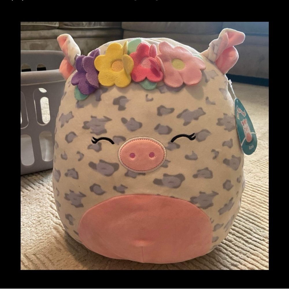 Squishmallows Rosie Pig 16” with Flower Headband Crown Easter Squad NWT